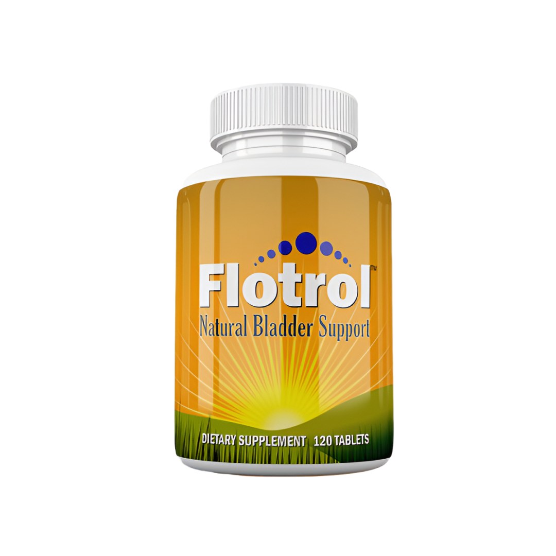 FloTrol bladder support dietary supplement bottle with a yellow and green label