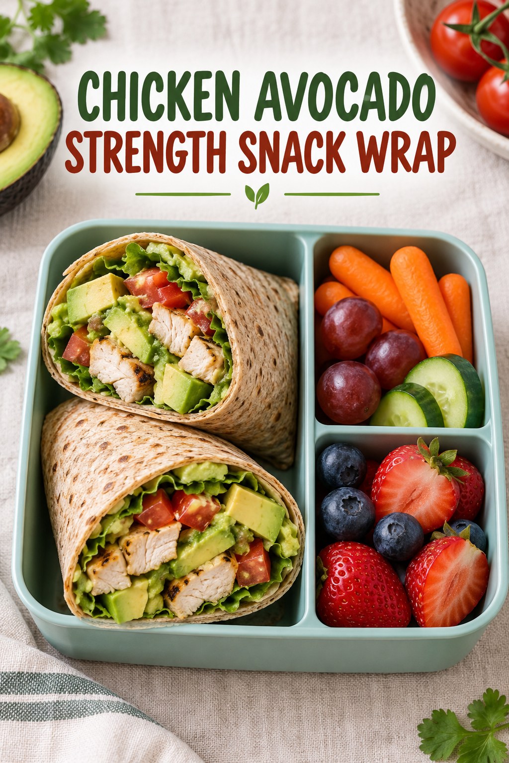 Two servings of chicken avocado strength snack wrap with chicken and avocado.