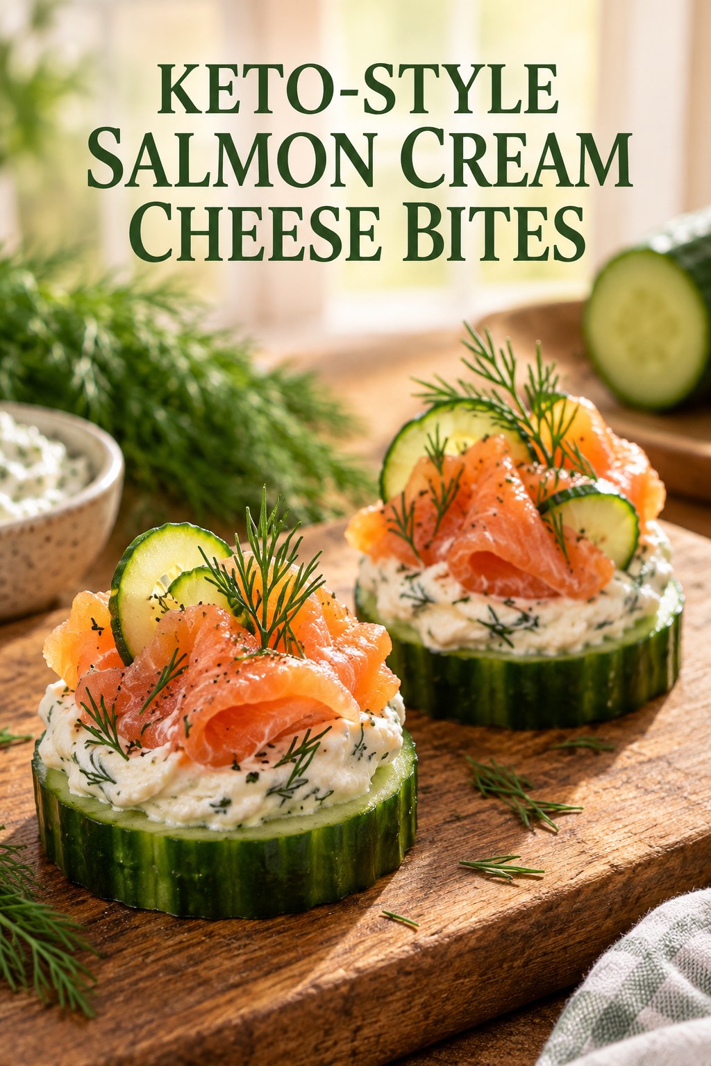 Two servings of keto-style salmon cream cheese bites with salmon and cream cheese.