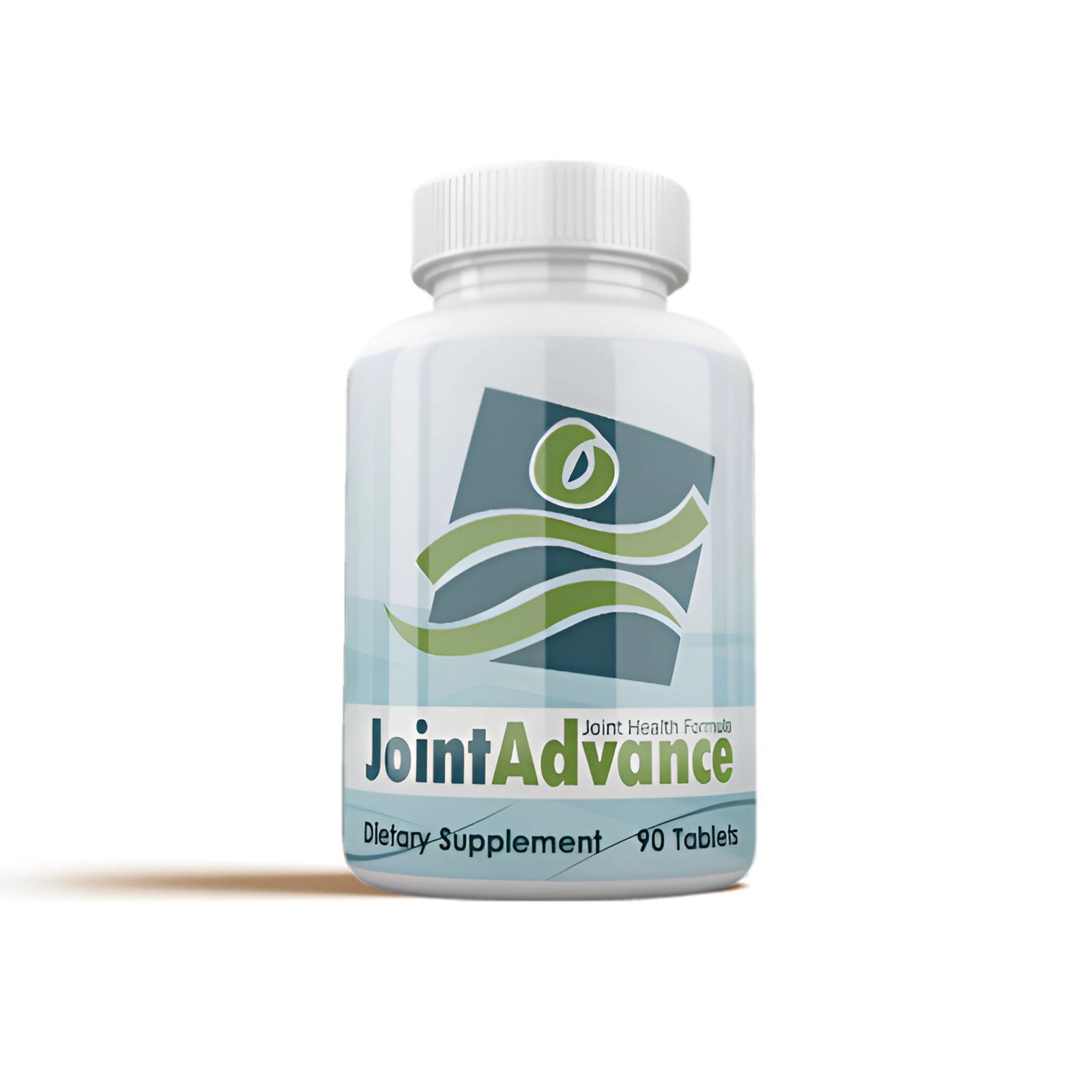 Joint Advance dietary supplement bottle with a green and blue label displaying 90 tablets