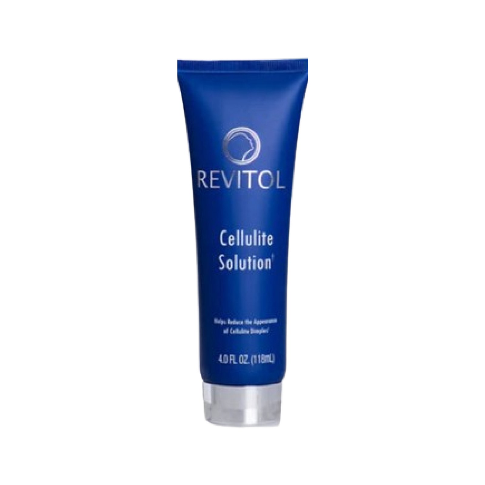 Blue Revitol Cellulite Solution tube with a silver cap labeled 4 fl oz, 118 mL