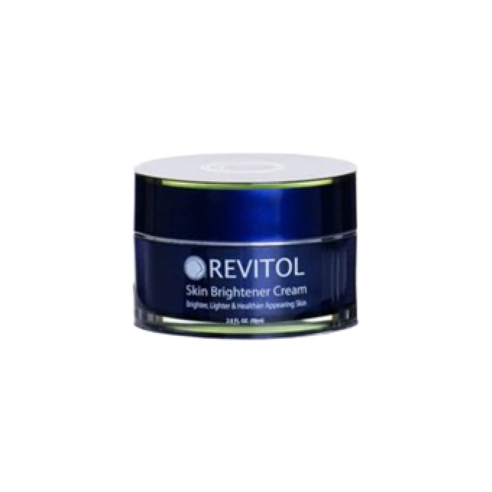 Single blue Revitol Skin Brightener Cream jar with a silver lid on a white background