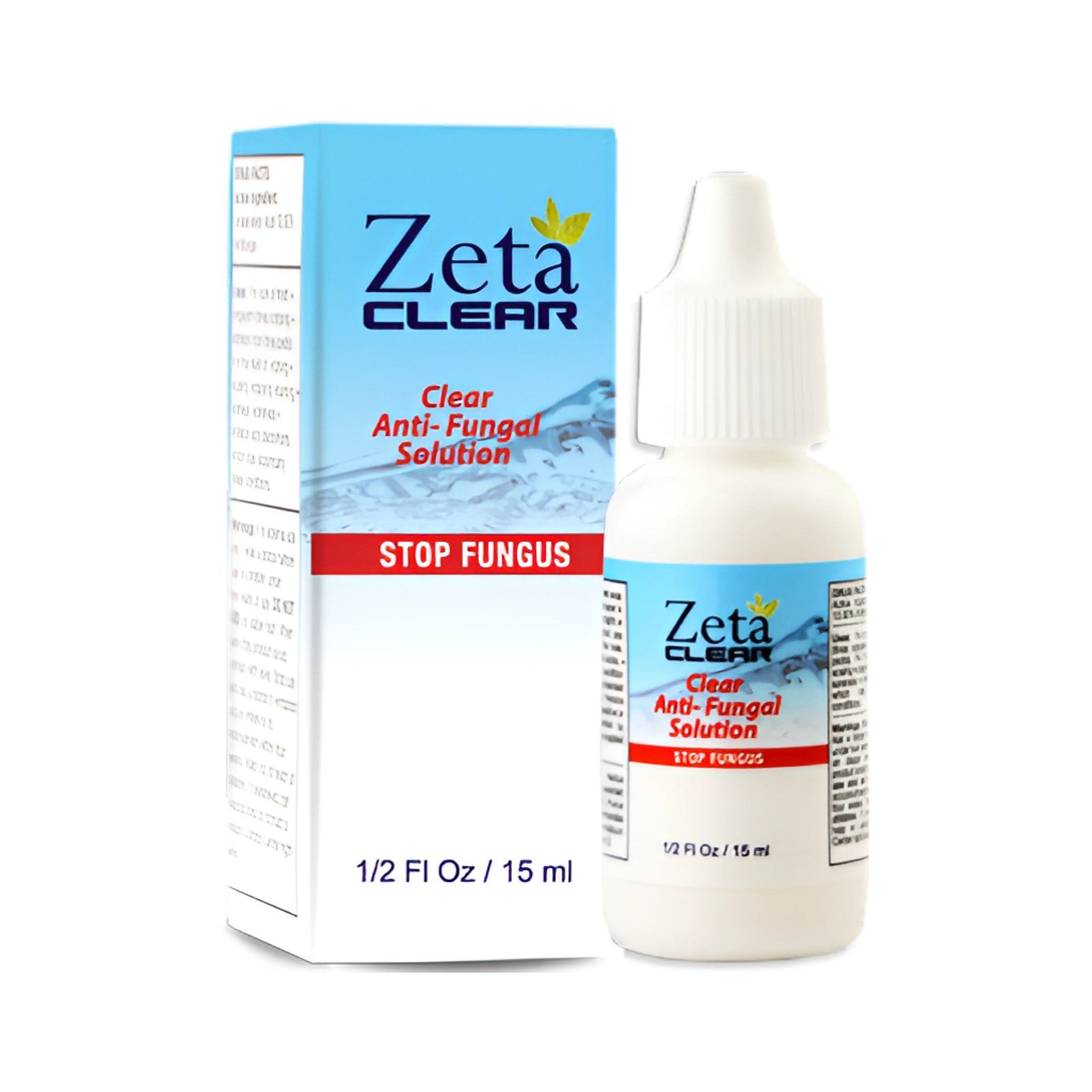 ZetaClear topical solution bottle and blue box labeled 15 mL, 0.5 fl oz