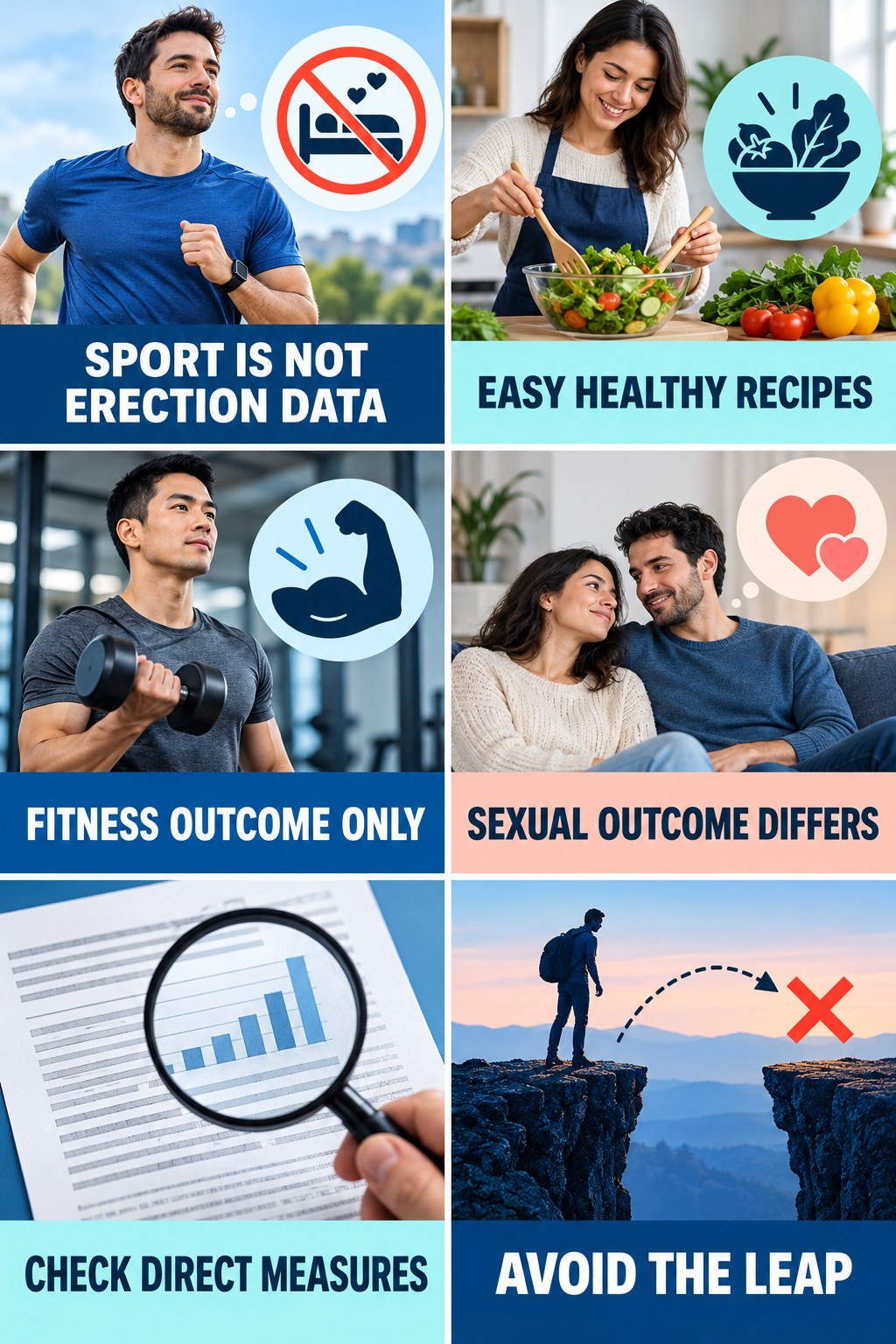 Athletic Performance Is Not Erection Evidence evidence-literacy infographic for Easy Healthy Recipes with four concise claim-evaluation checks.