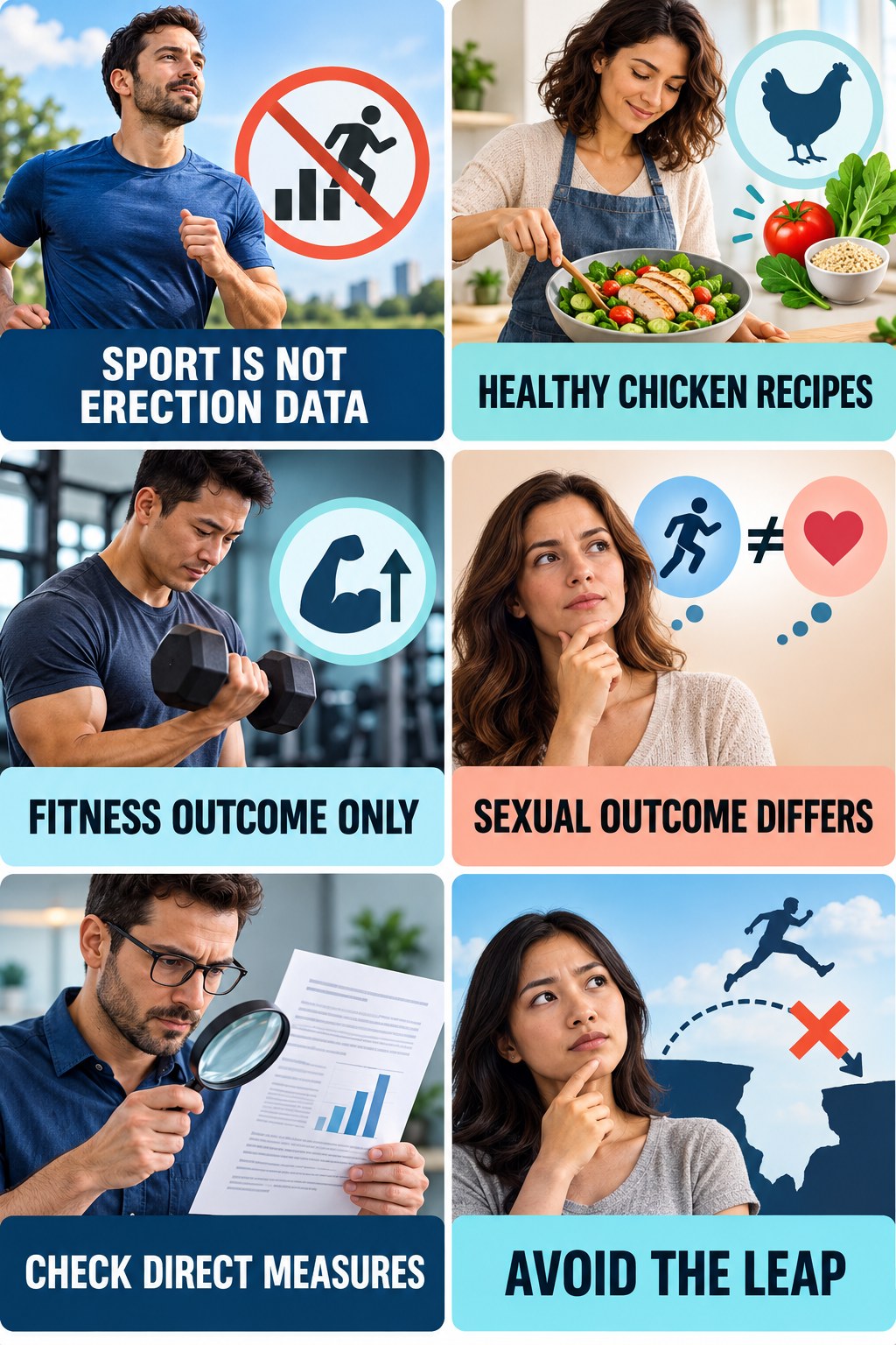 Athletic Performance Is Not Erection Evidence evidence-literacy infographic for Healthy Chicken Recipes with four concise claim-evaluation checks.