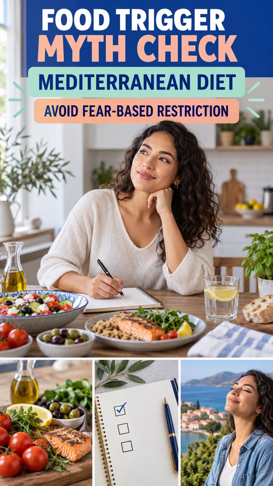 Food Trigger Myth Check infographic for Mediterranean Diet, explaining that possible cold-sore triggers vary by person.