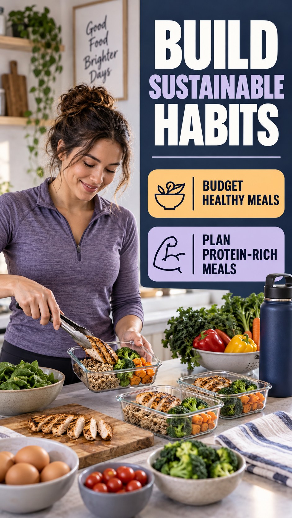 Protein-Rich Food Planning infographic for Budget Healthy Meals, showing practical metabolism-support habits for an active lifestyle.