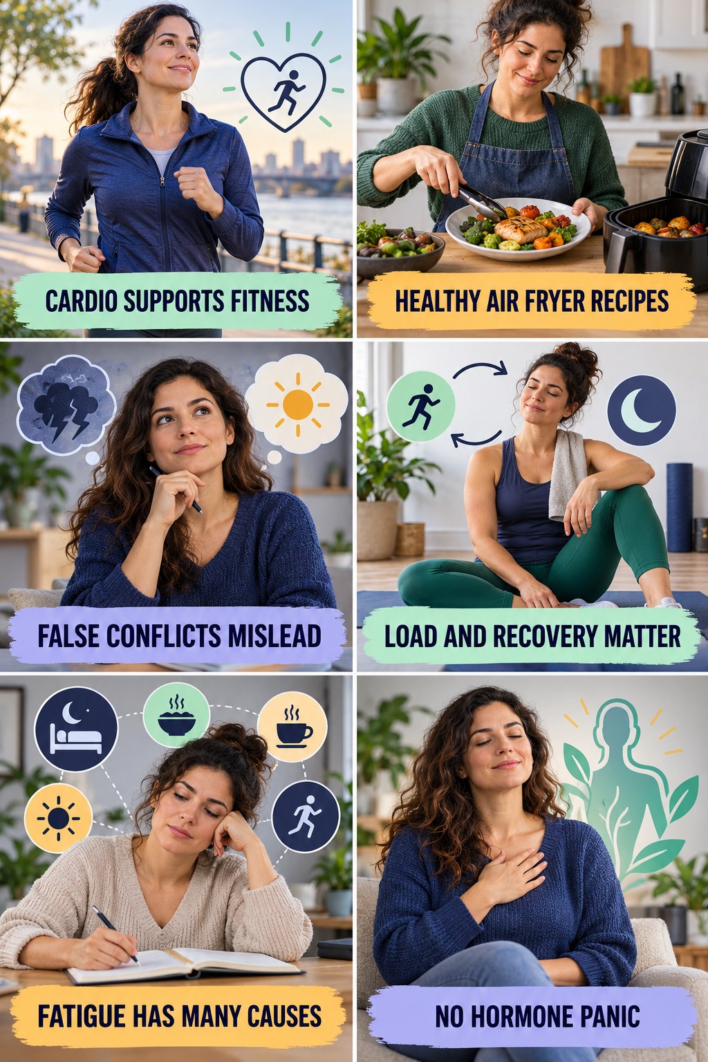 Cardio Does Not Destroy Testosterone natural-energy and hormone-health-literacy infographic for Healthy Air Fryer Recipes with four practical checks.