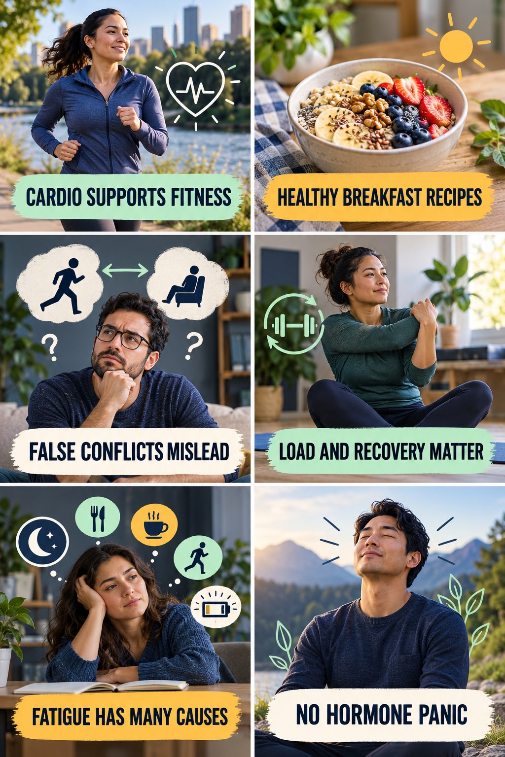 Cardio Does Not Destroy Testosterone natural-energy and hormone-health-literacy infographic for Healthy Breakfast Recipes with four practical checks.
