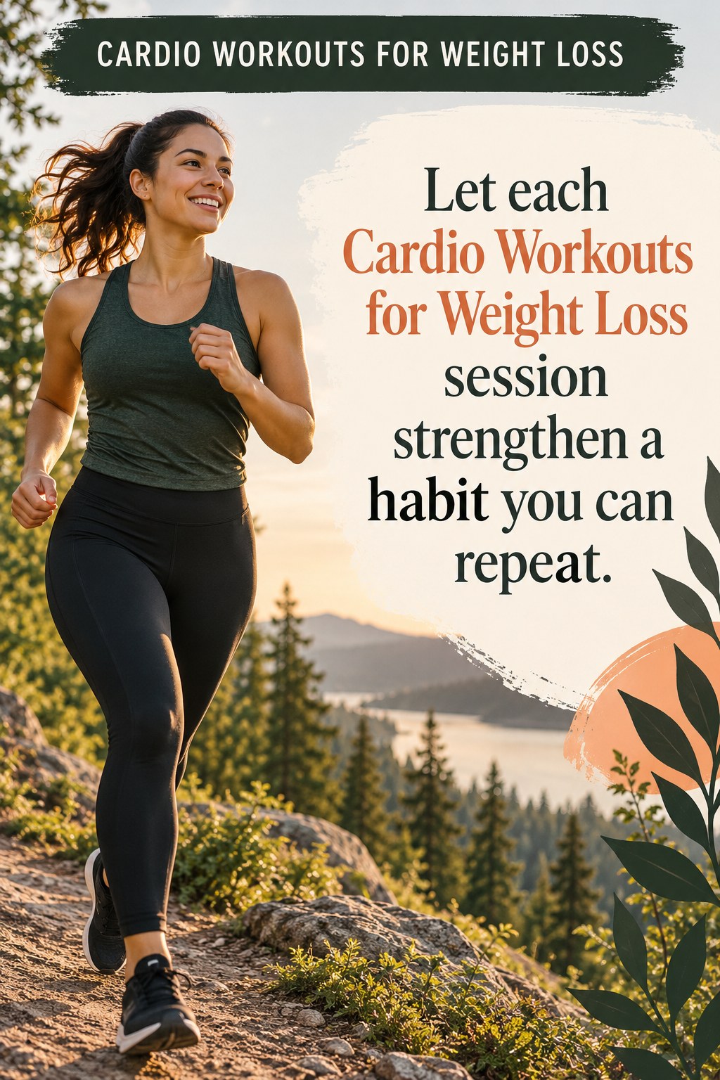 Original Cardio Workouts for Weight Loss quote graphic reading “Let each Cardio Workouts for Weight Loss session strengthen a habit you can repeat.” in a board-relevant editorial design.