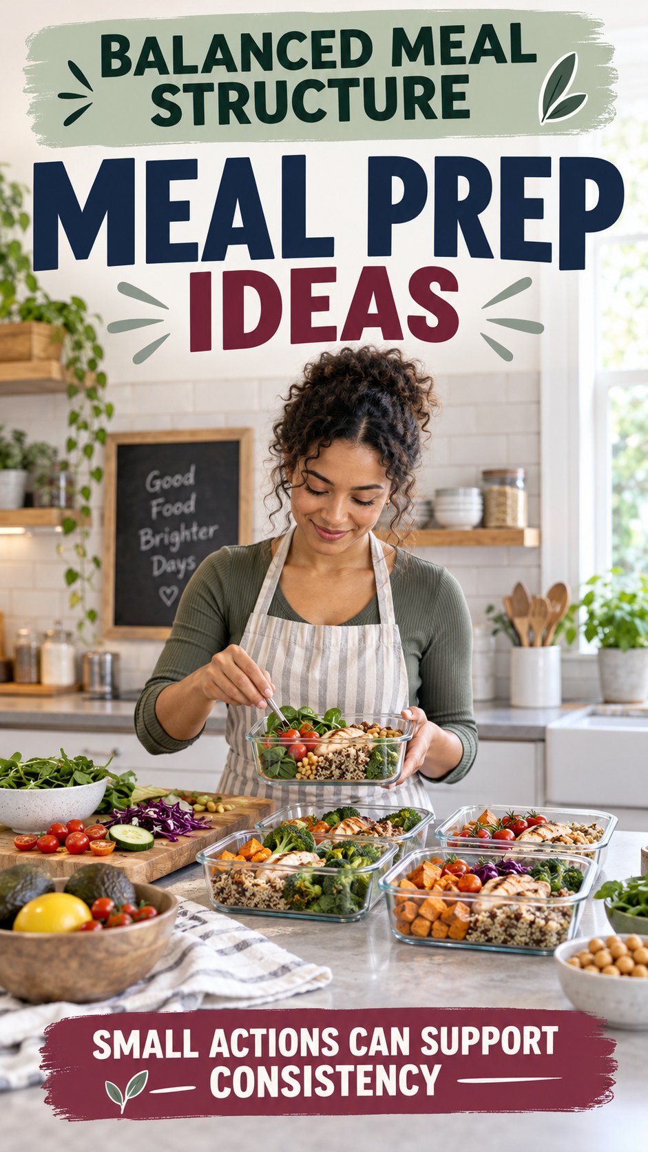 Balanced Meal Structure infographic for Meal Prep Ideas, showing practical metabolism-support habits for an active lifestyle.