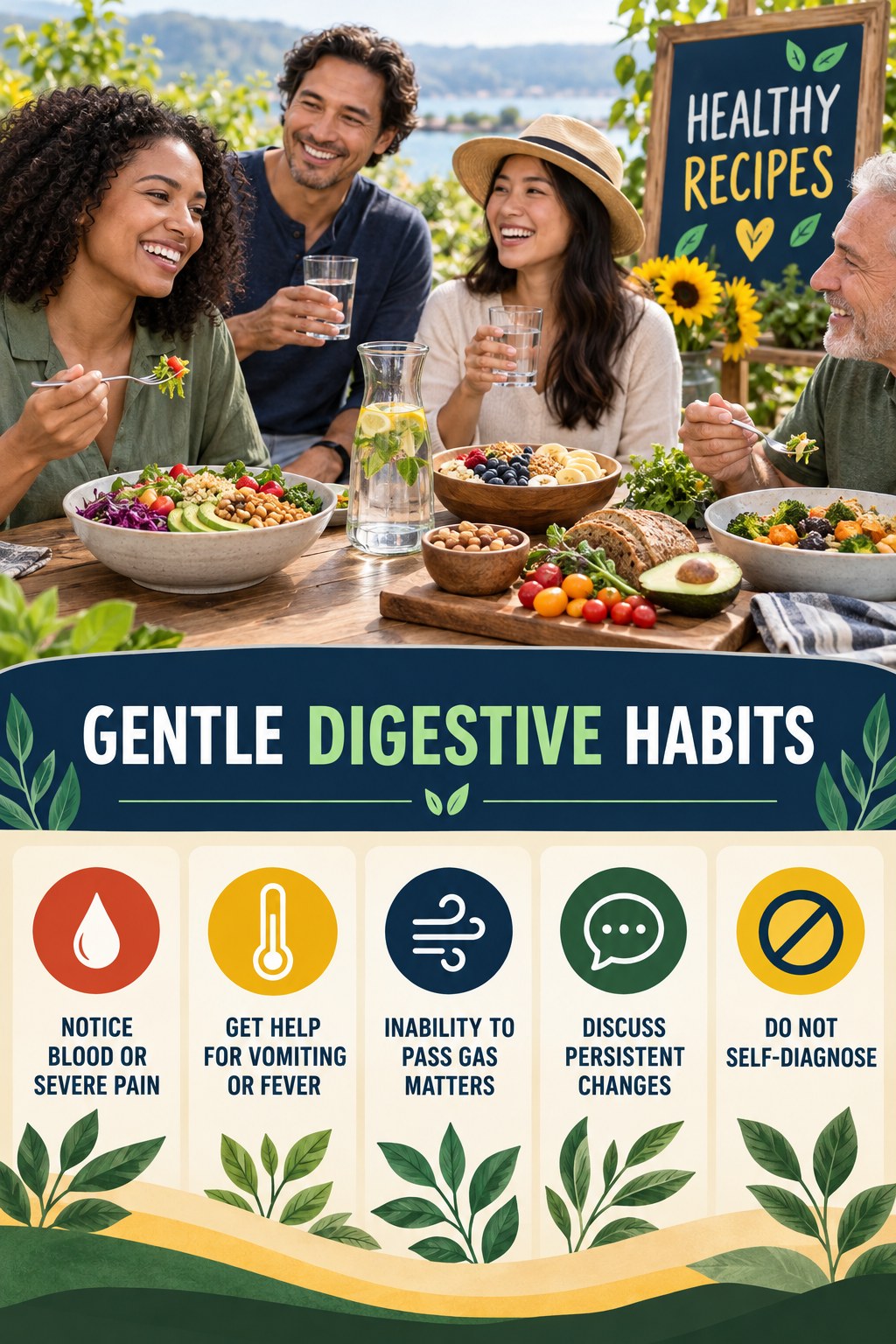 When Lifestyle Tips Are Not Enough infographic for Healthy Recipes with five practical food, hydration, movement, or routine actions and no cleanse claims.