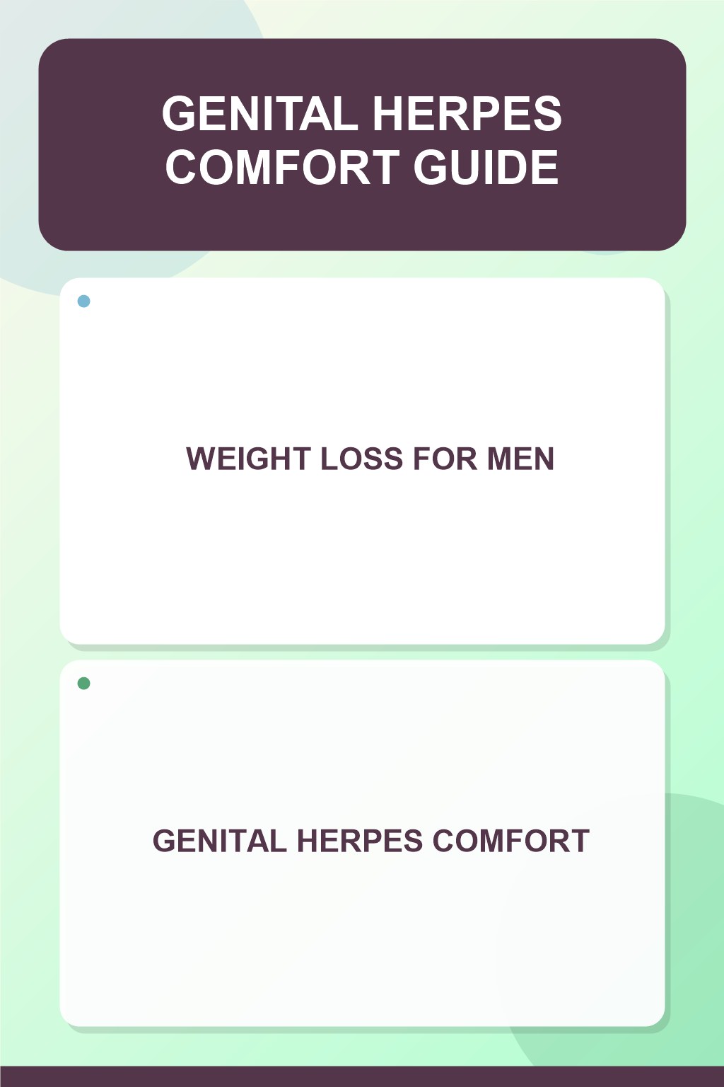 Genital Herpes Comfort Guide infographic for Weight Loss for Men, presenting respectful genital herpes comfort, hygiene, and safety education.