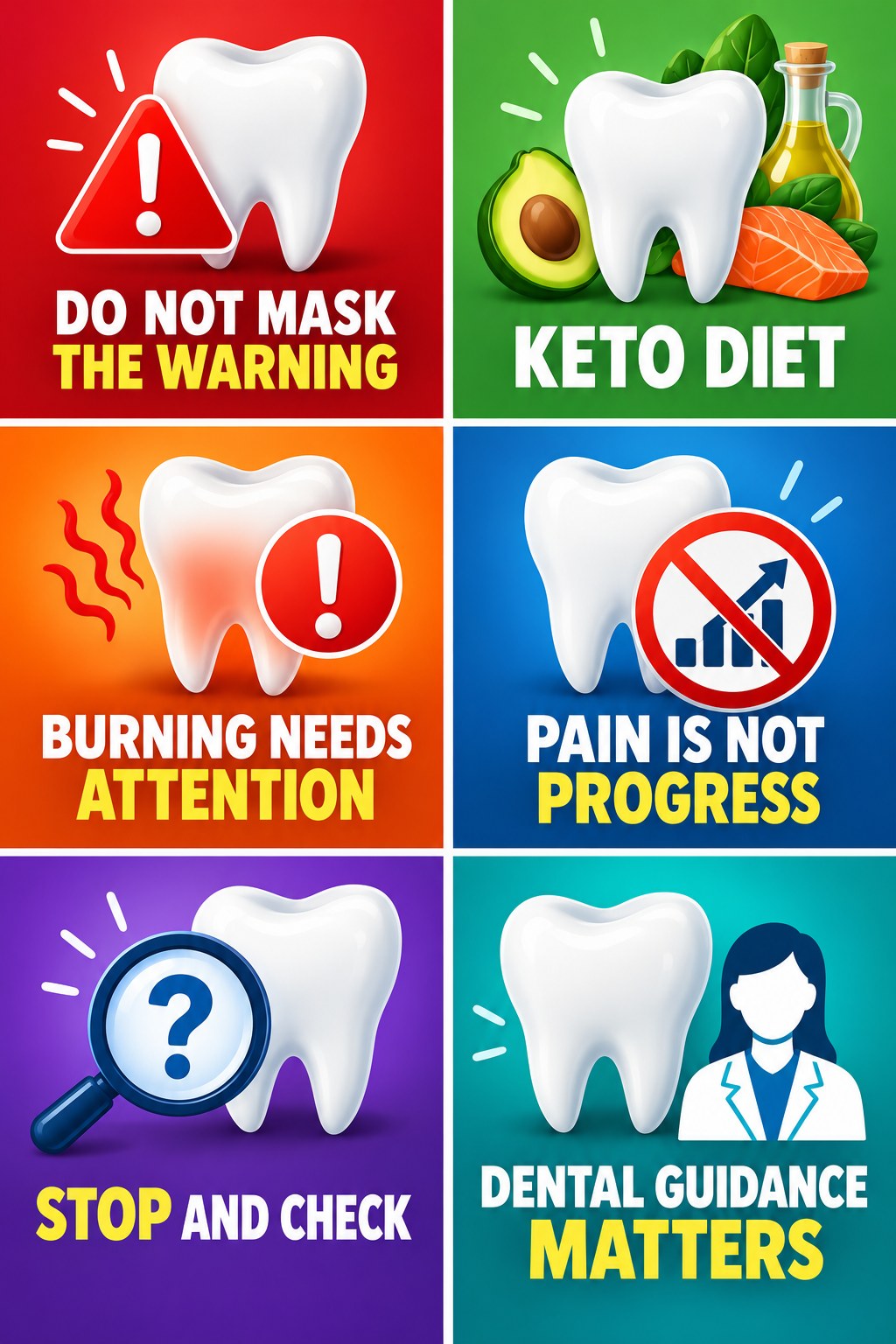 Do Not Numb and Continue Whitening infographic for Keto Diet with four concise whitening-sensitivity safety points.
