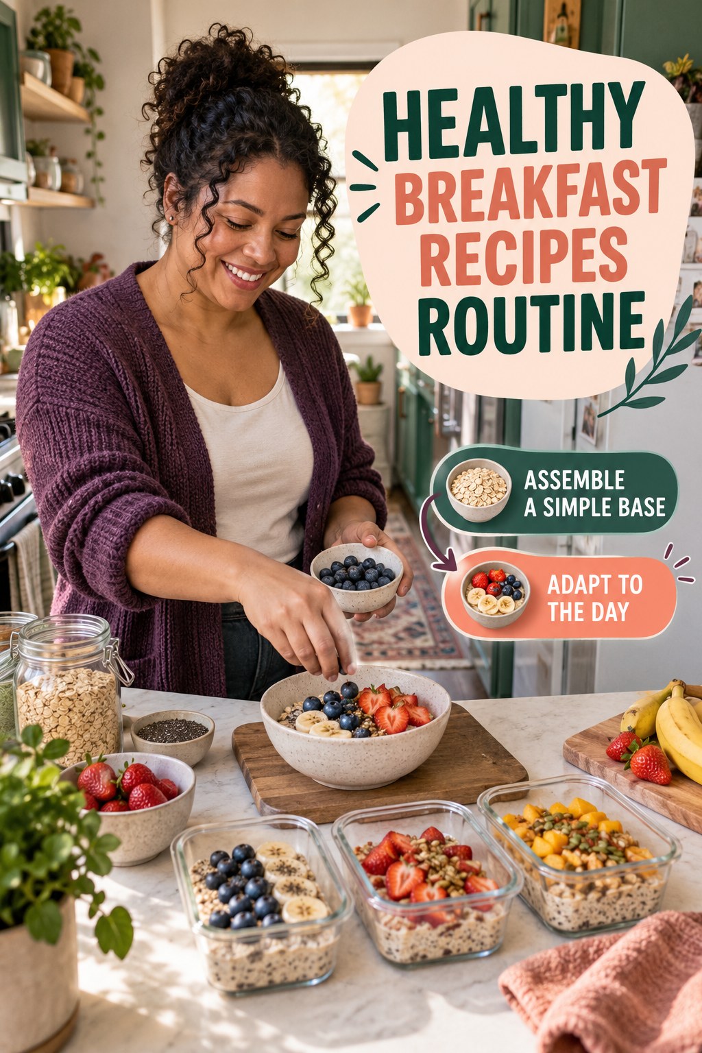 Flexible Lunch Prep for Healthy Breakfast Recipes in a compact galley kitchen, showing a practical, attainable routine with readable guidance.