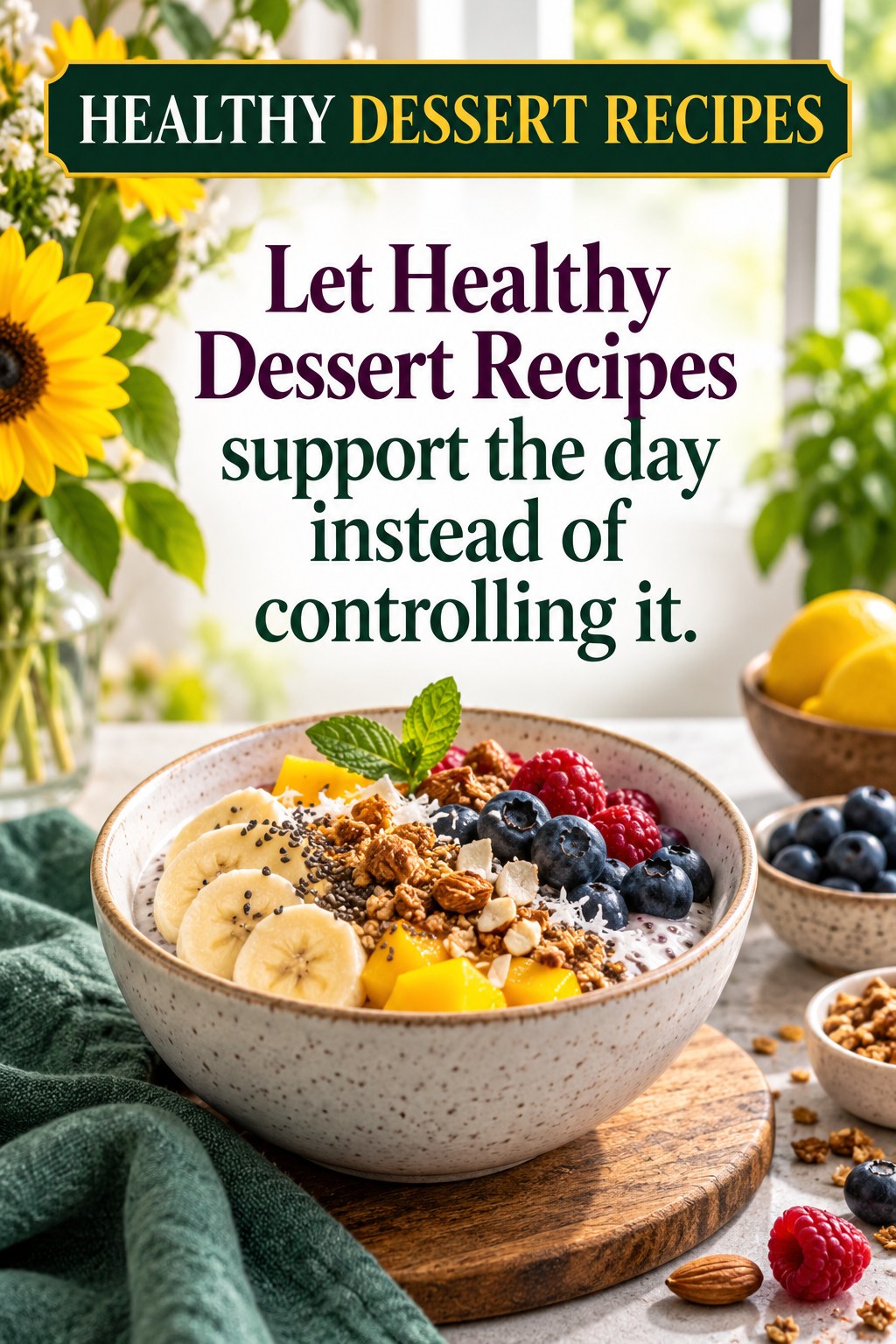 Original Healthy Dessert Recipes quote graphic reading “Let Healthy Dessert Recipes support the day instead of controlling it.” in a board-relevant editorial design.