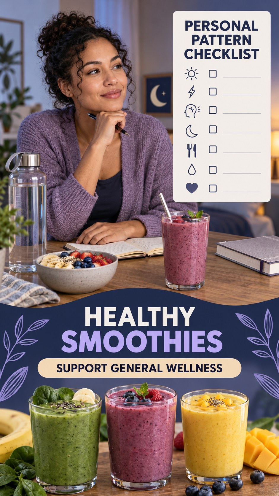 Balanced Routine Awareness infographic for Healthy Smoothies, explaining that possible cold-sore triggers vary by person.