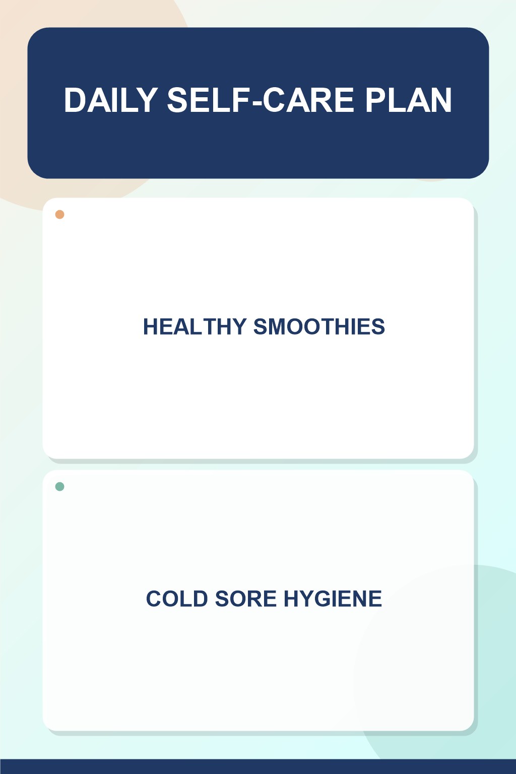 Cold Sore Hygiene at Mealtime infographic for Healthy Smoothies, presenting respectful oral herpes comfort, hygiene, and safety education.