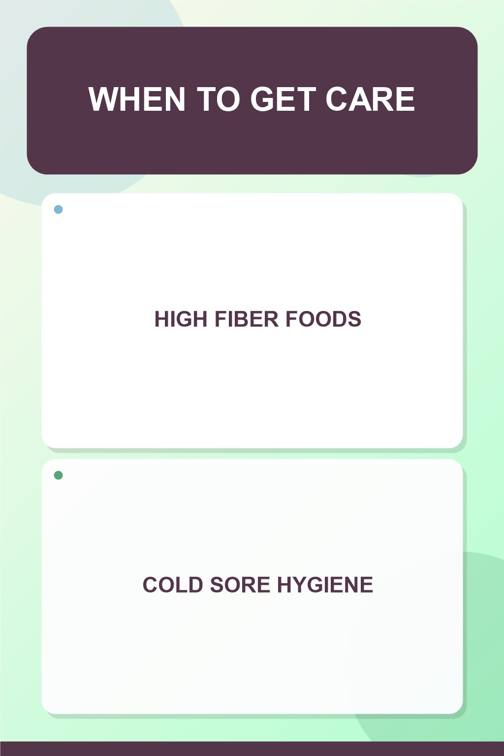 Cold Sore Hygiene at Mealtime infographic for High Fiber Foods, presenting respectful oral herpes comfort, hygiene, and safety education.