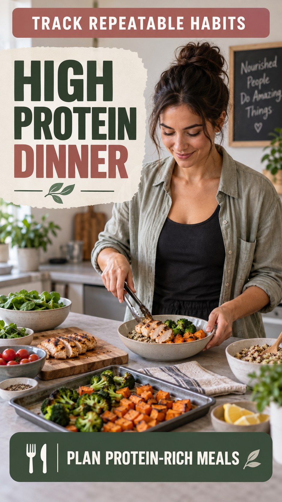Protein-Rich Food Planning infographic for High Protein Dinner, showing practical metabolism-support habits for an active lifestyle.