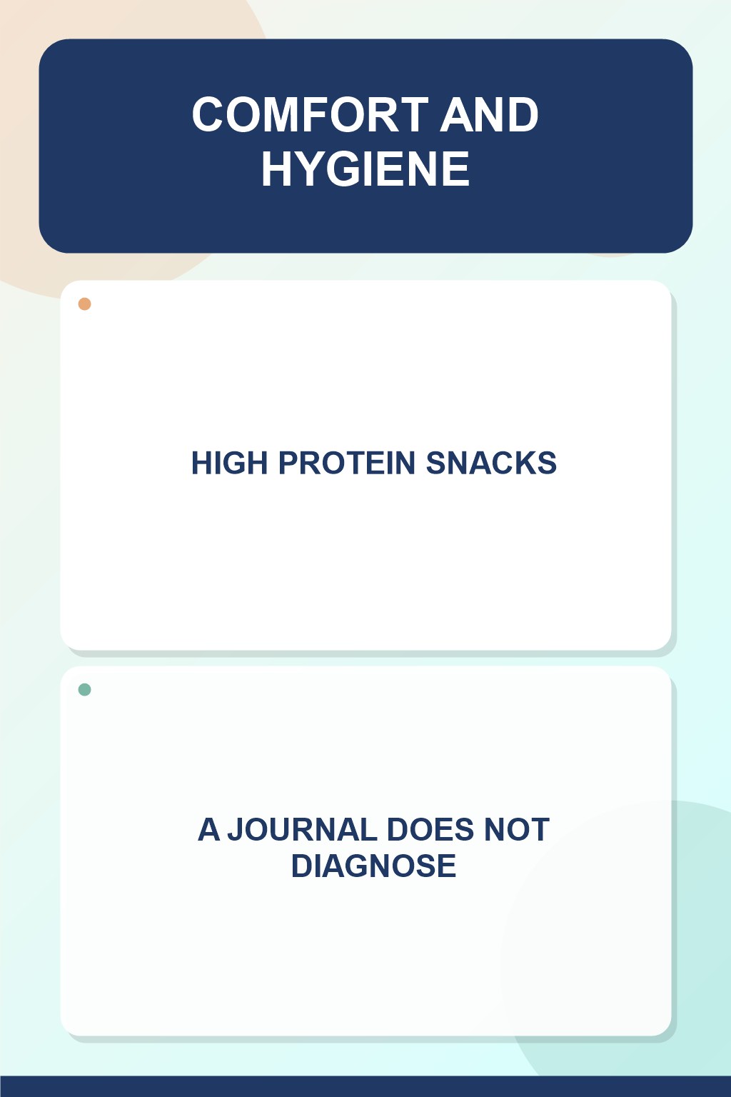 Outbreak Pattern Notes infographic for High Protein Snacks, presenting respectful general HSV self-care comfort, hygiene, and safety education.