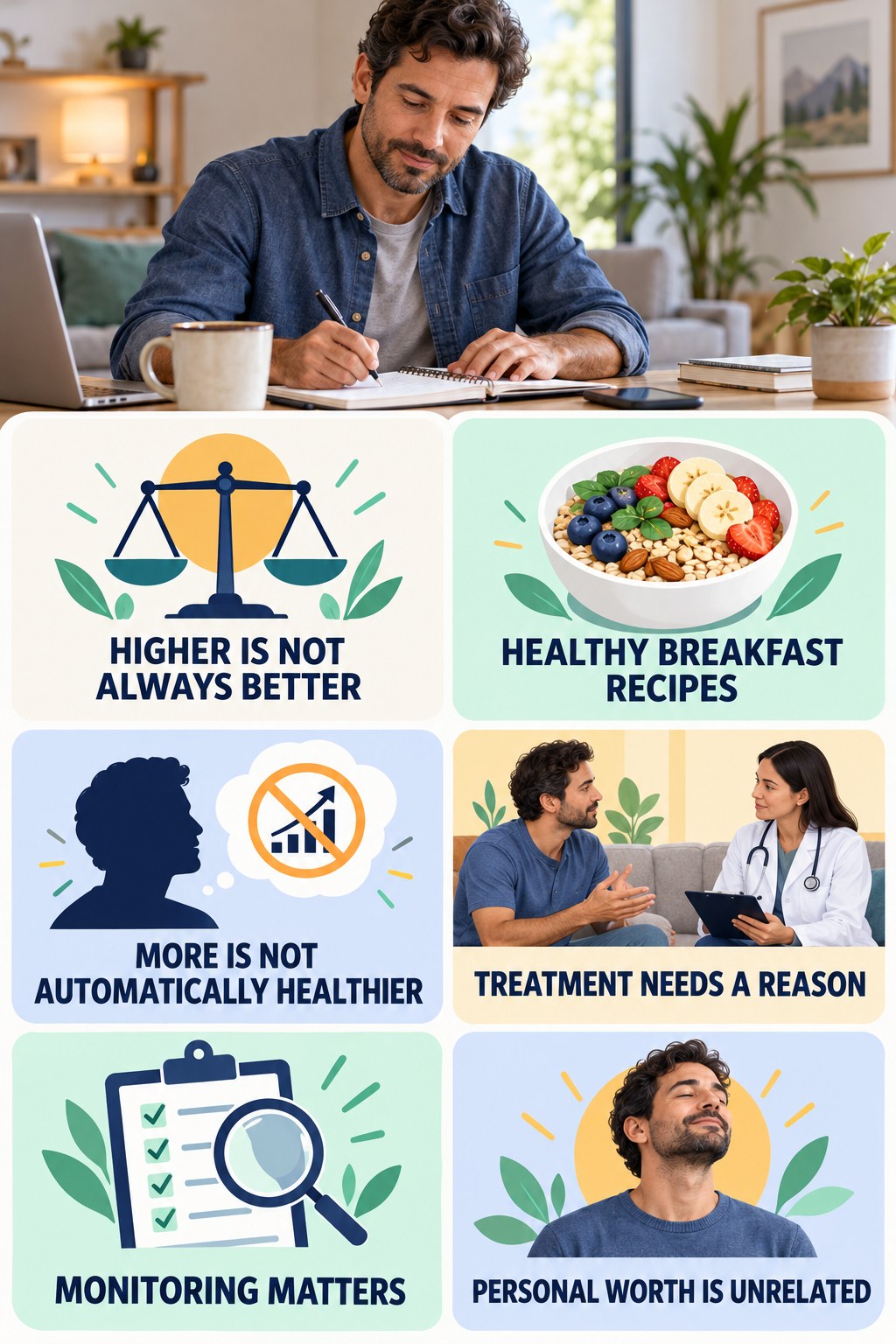 Higher Testosterone Is Not Always Better testosterone-health-awareness infographic for Healthy Breakfast Recipes with four concise educational checks.