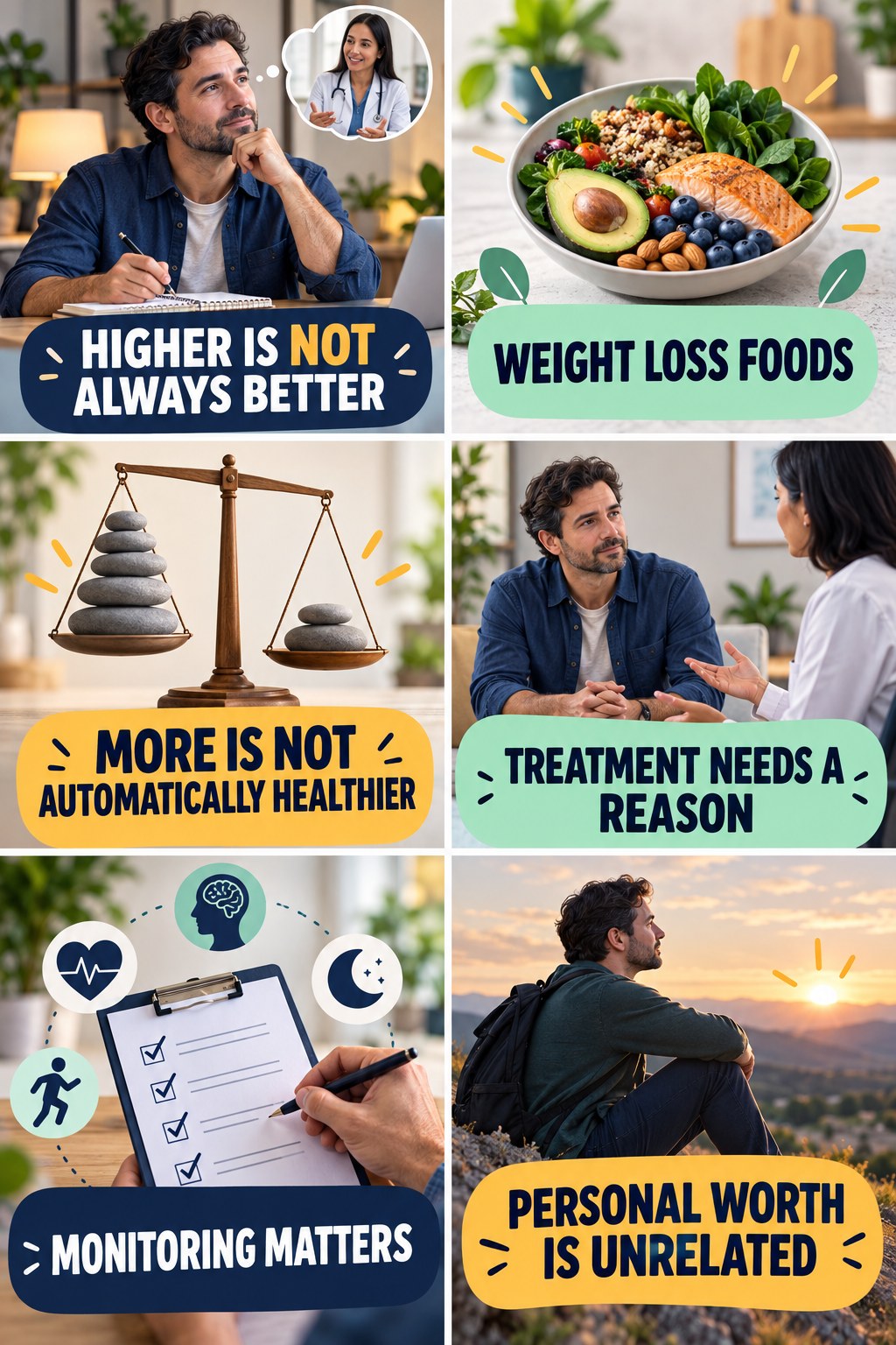 Higher Testosterone Is Not Always Better testosterone-health-awareness infographic for Weight Loss Foods with four concise educational checks.