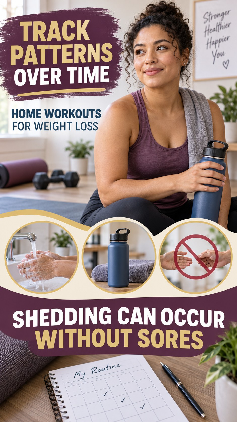 Cold Sore Safety Basics infographic for Home Workouts for Weight Loss, explaining that possible cold-sore triggers vary by person.