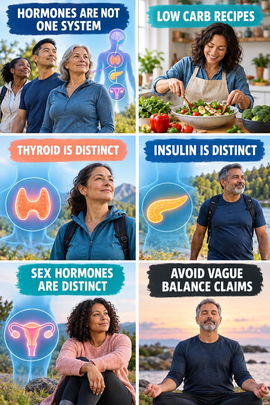 Hormone Balance Is Often a Marketing Phrase natural-energy and hormone-health-literacy infographic for Low Carb Recipes with four practical checks.