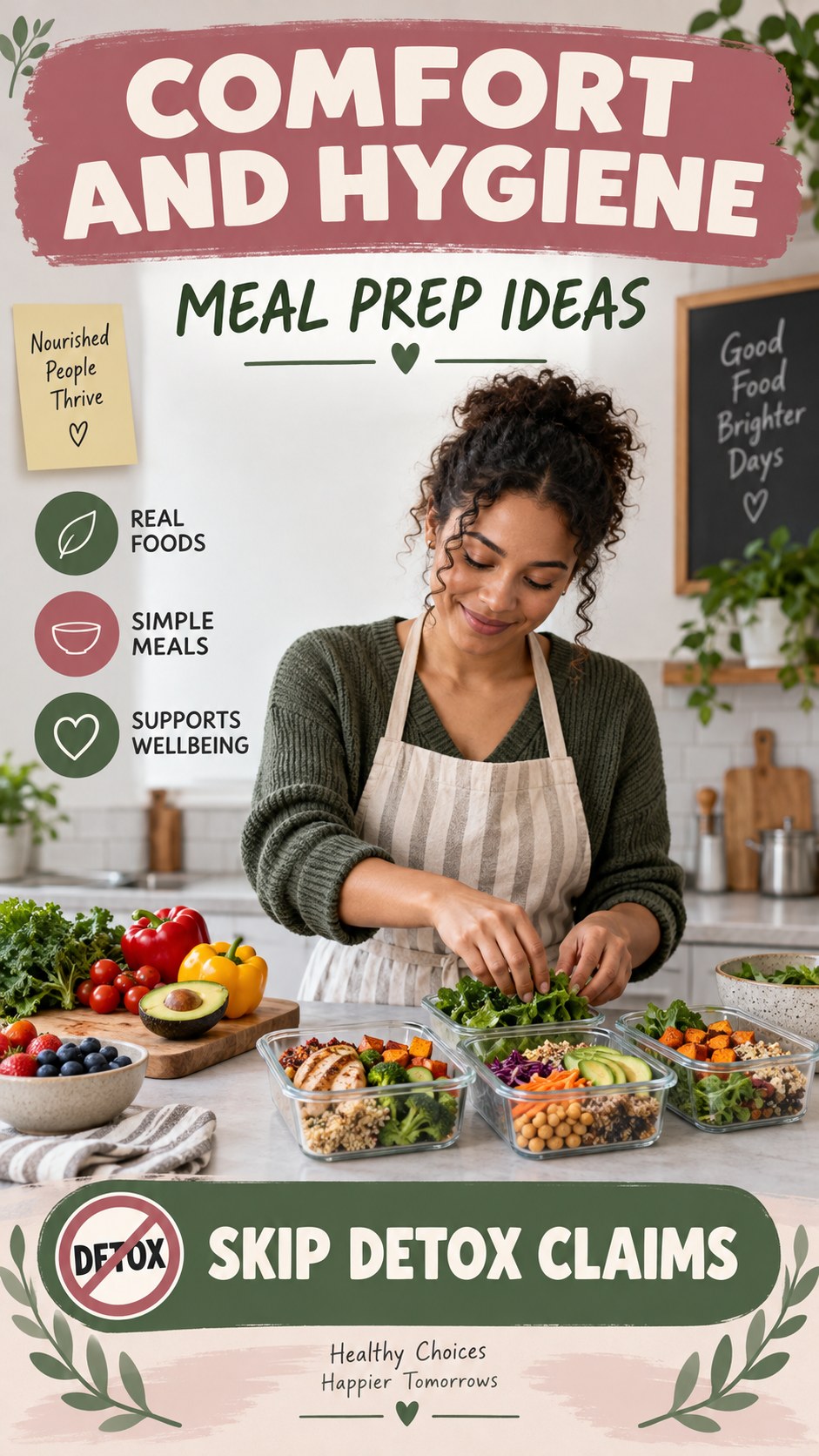 Food Myth Versus Fact infographic for Meal Prep Ideas, presenting respectful general HSV self-care comfort, hygiene, and safety education.