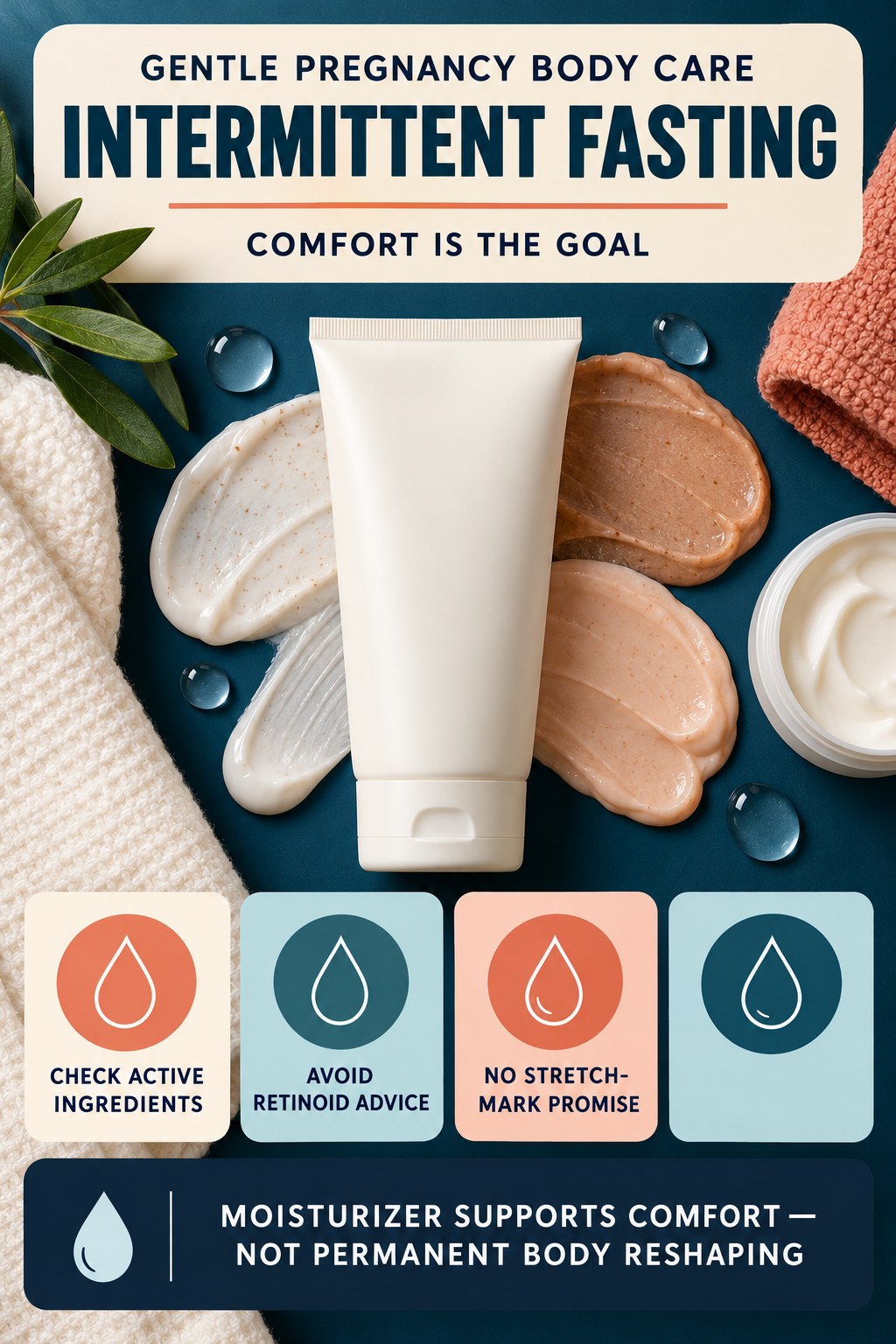 Moisturize During Pregnancy Without Guarantees body-moisturization infographic for Intermittent Fasting with four body-neutral comfort actions.