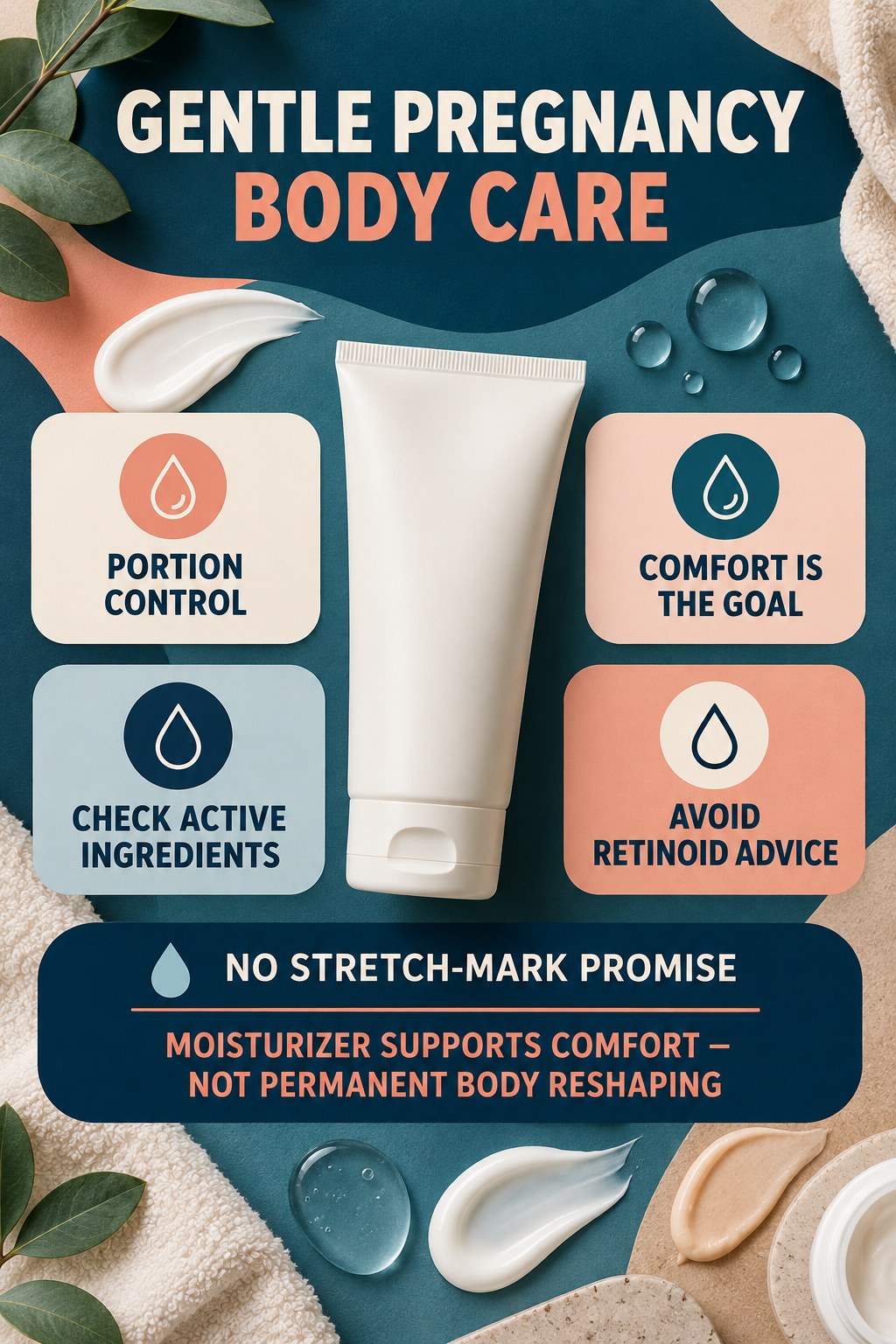 Moisturize During Pregnancy Without Guarantees body-moisturization infographic for Portion Control with four body-neutral comfort actions.