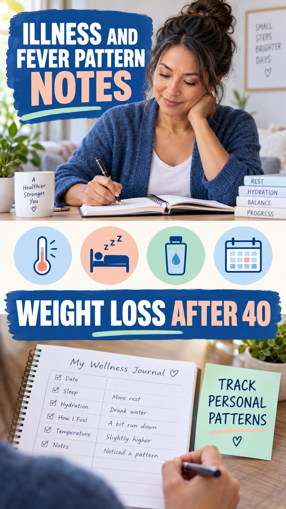 Illness and Fever Pattern Notes infographic for Weight Loss After 40, explaining that possible cold-sore triggers vary by person.