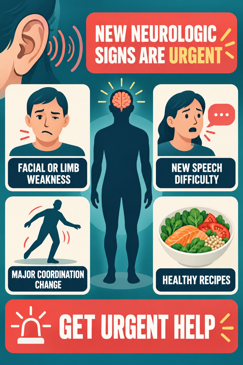 Neurologic Warning Signs With Tinnitus infographic for Healthy Recipes with four concise evaluation-guidance points.
