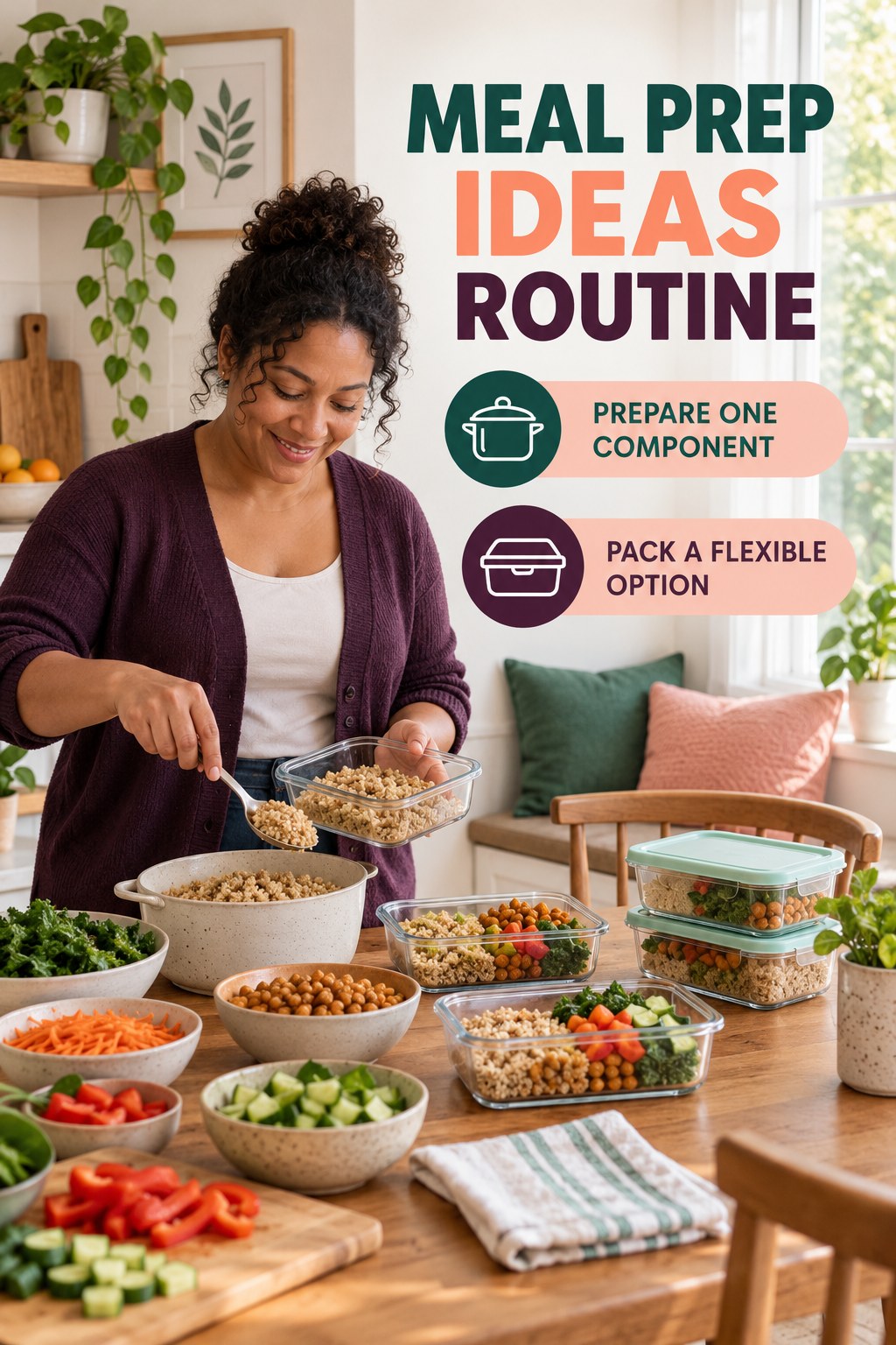 Organized Meal Prep Ritual for Meal Prep Ideas in a simple breakfast nook, showing a practical, attainable routine with readable guidance.