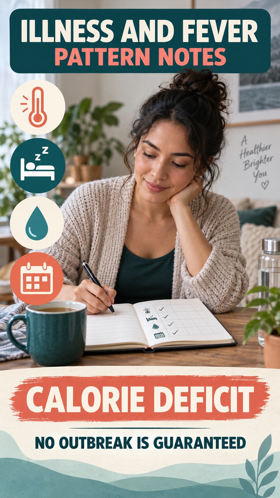 Illness and Fever Pattern Notes infographic for Calorie Deficit, explaining that possible cold-sore triggers vary by person.