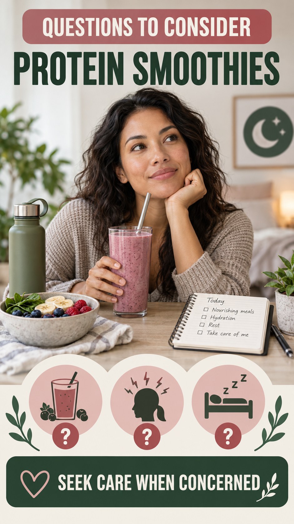 Balanced Routine Awareness infographic for Protein Smoothies, explaining that possible cold-sore triggers vary by person.