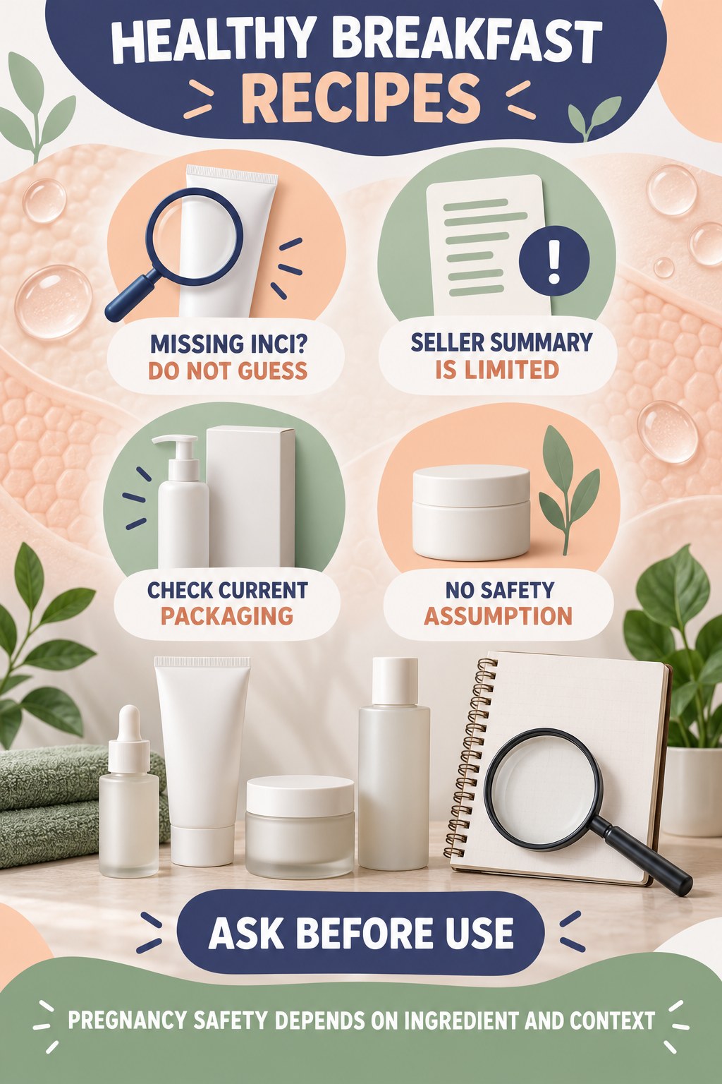 Respond When the Full Ingredient List Is Missing pregnancy skincare ingredient-question infographic for Healthy Breakfast Recipes with four careful label-review points.