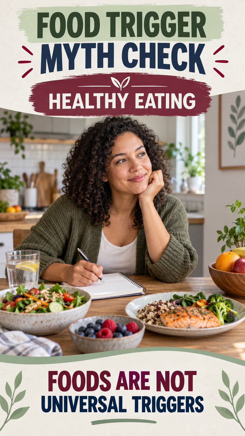 Food Trigger Myth Check infographic for Healthy Eating, explaining that possible cold-sore triggers vary by person.