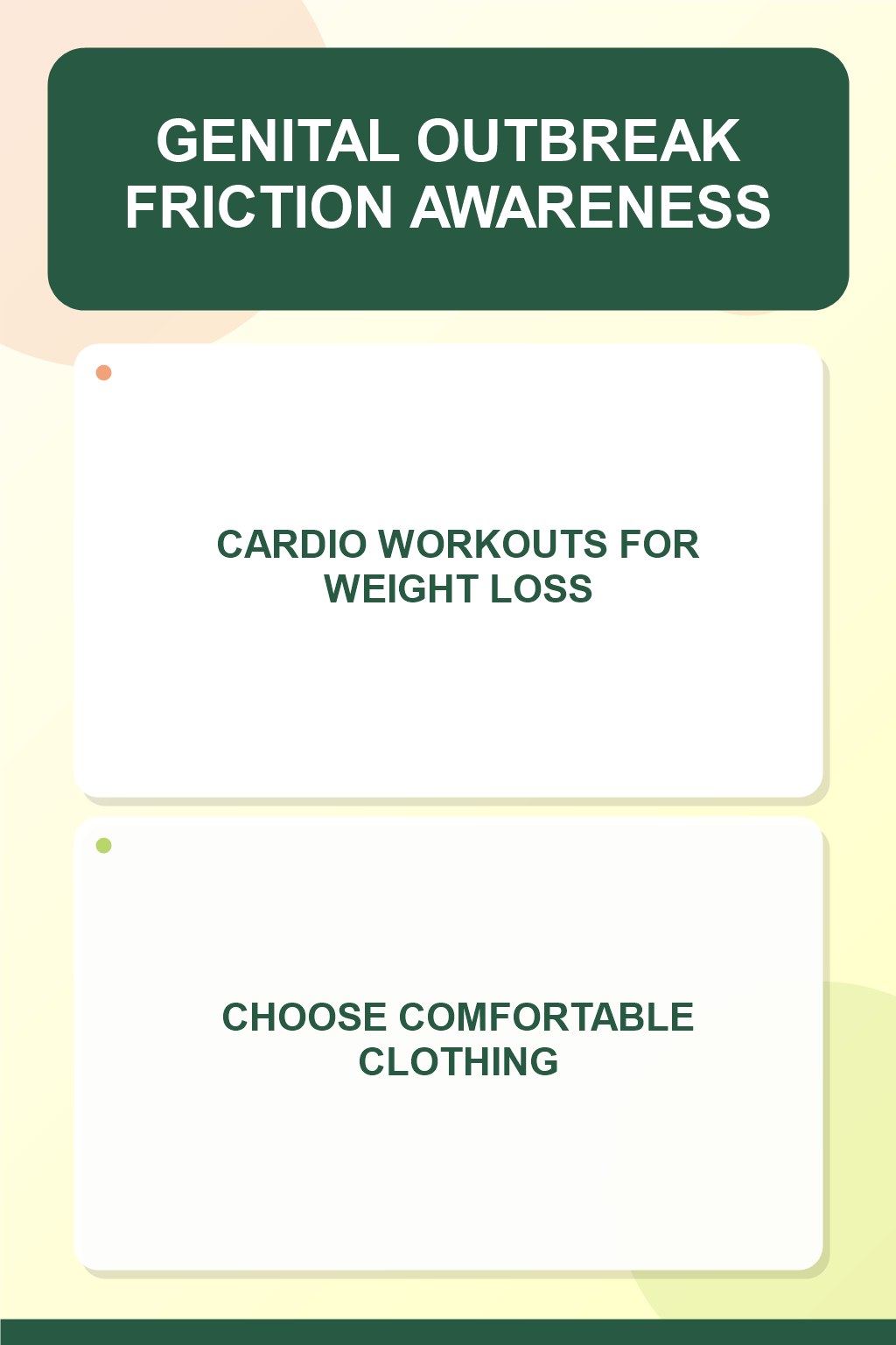 Genital Outbreak Friction Awareness infographic for Cardio Workouts for Weight Loss, presenting respectful genital herpes comfort, hygiene, and safety education.
