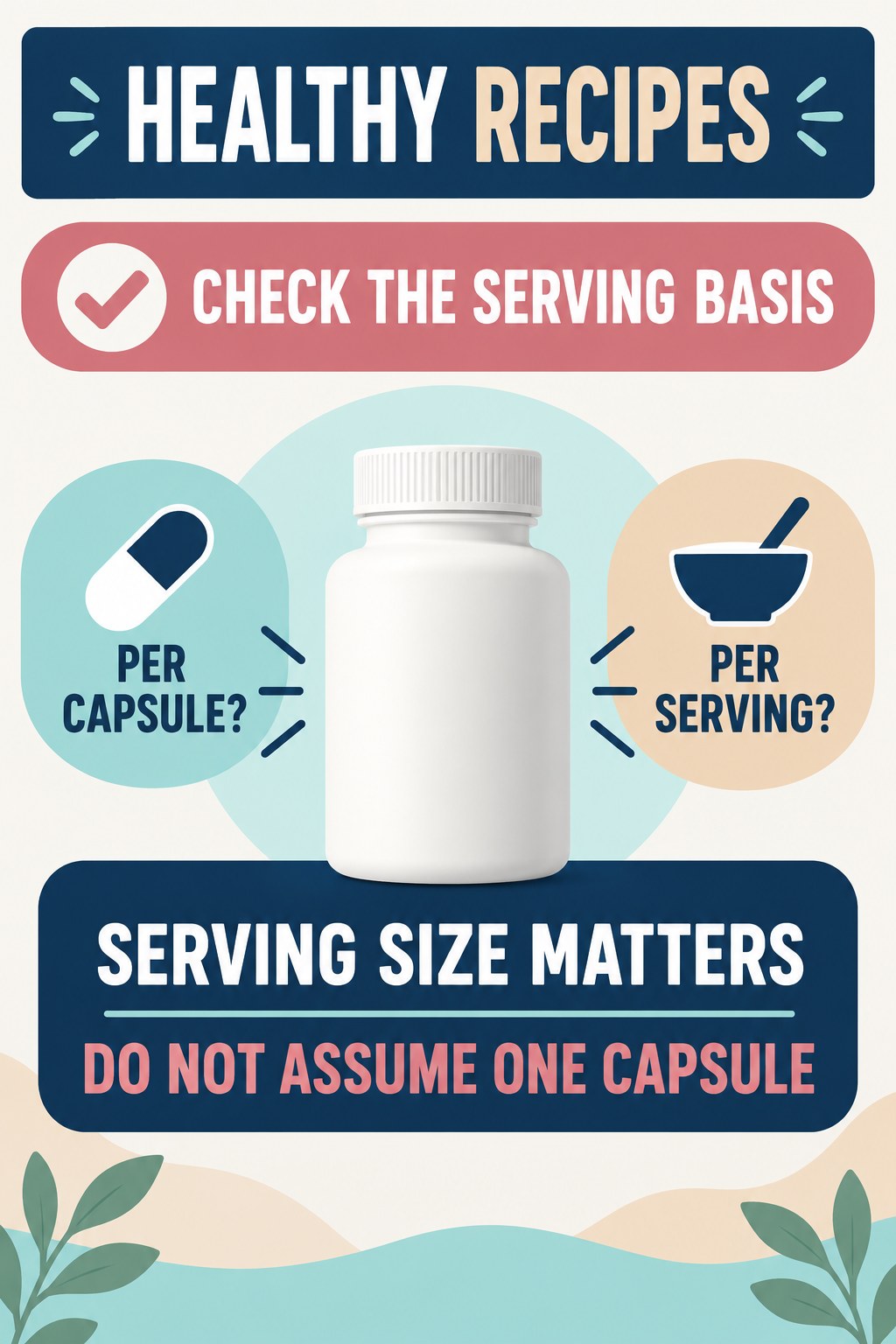 Serving Size Changes the Meaning of CFU infographic for Healthy Recipes with four concise probiotic-label reading points.