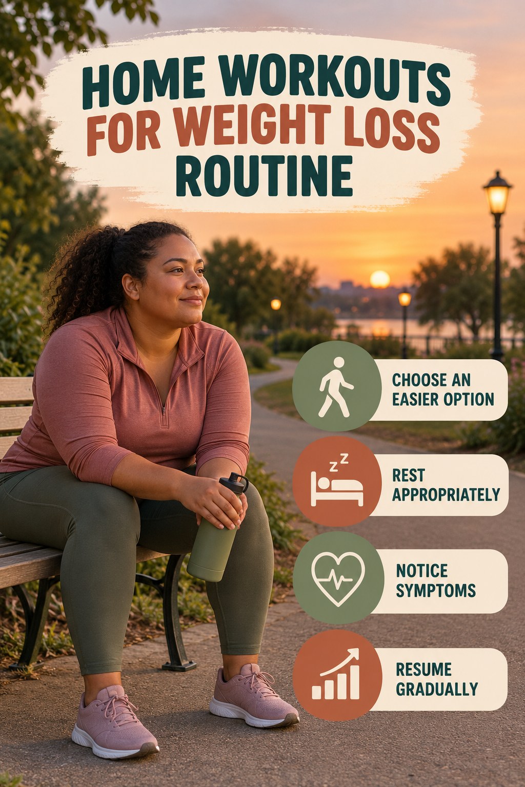 Simple Recovery Habits for Home Workouts for Weight Loss with four concise practical actions in a clean minimal health design.