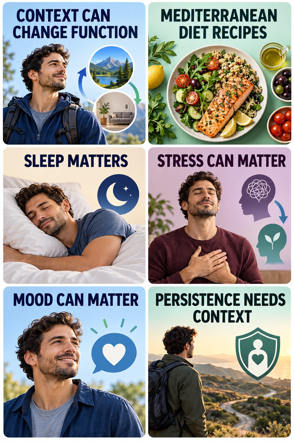 Sleep and Stress Can Shape Sexual Wellbeing infographic for Mediterranean Diet Recipes with four concise, non-shaming sexual-health education points.