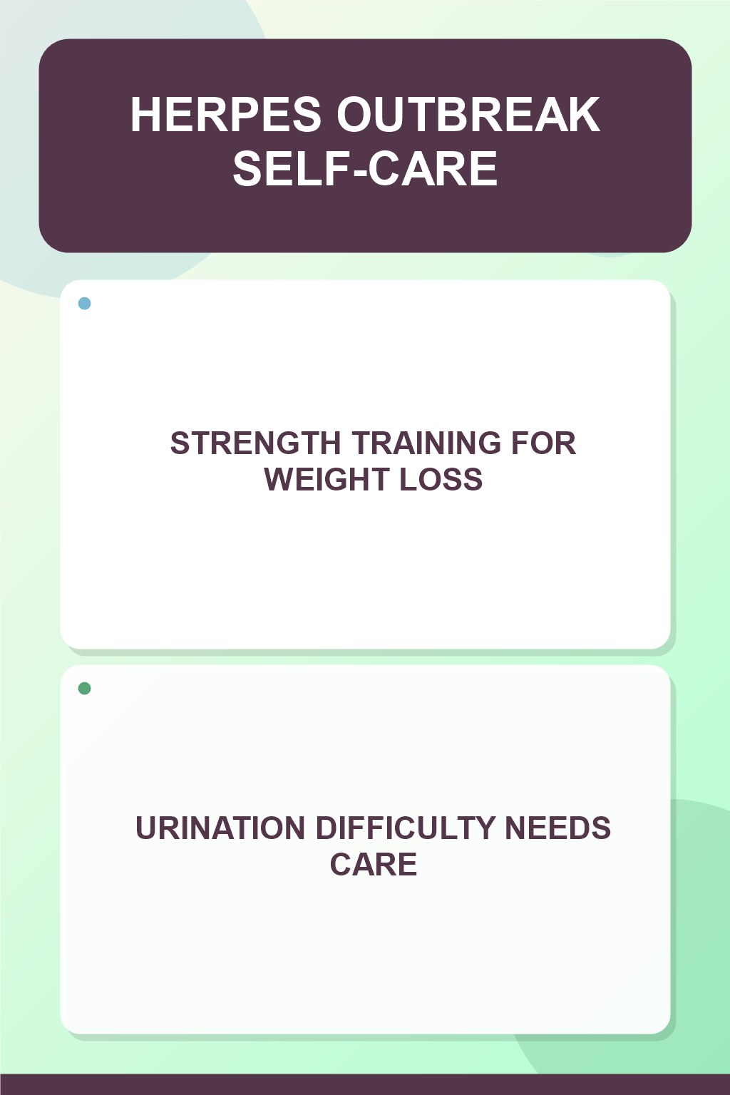 Genital Symptom Care Check infographic for Strength Training for Weight Loss, presenting respectful genital herpes comfort, hygiene, and safety education.