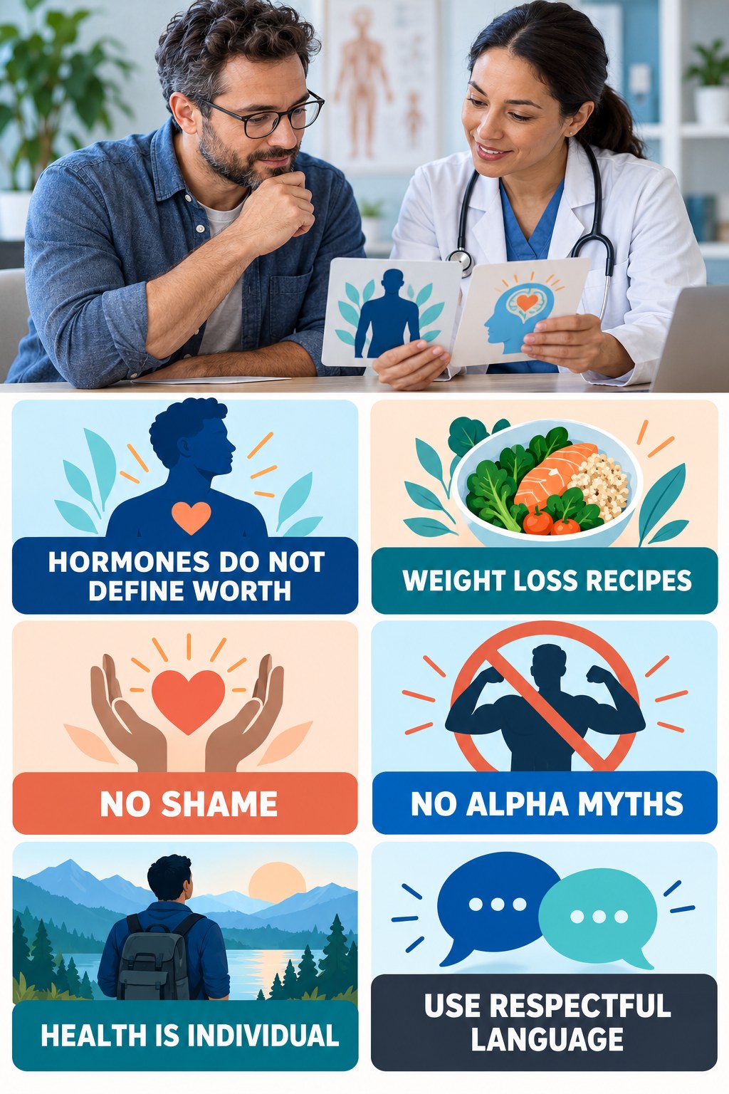 Testosterone Is Not a Masculinity Score testosterone-health-awareness infographic for Weight Loss Recipes with four concise educational checks.