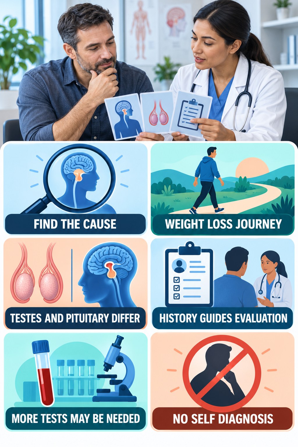 The Cause Matters After Confirmation testosterone-health-awareness infographic for Weight Loss Journey with four concise educational checks.