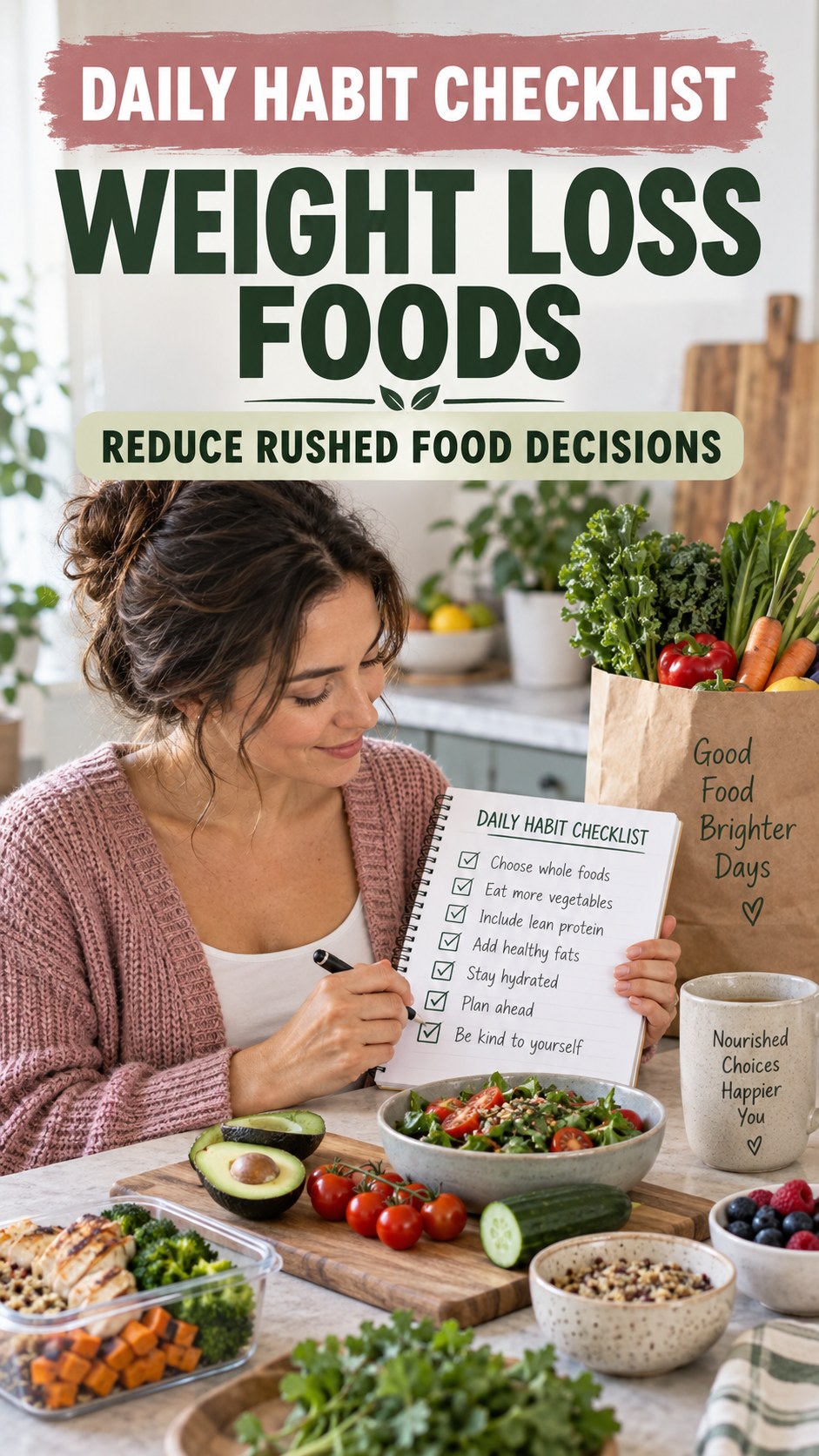 Mindful Meal Decisions infographic for Weight Loss Foods, showing practical metabolism-support habits for an active lifestyle.