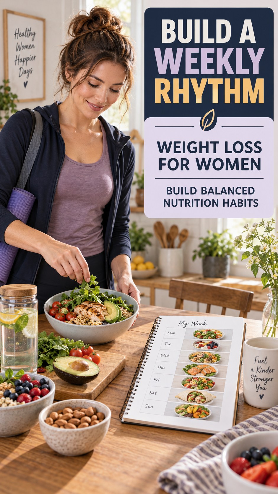 Balanced Nutrition Basics infographic for Weight Loss for Women, showing practical metabolism-support habits for an active lifestyle.
