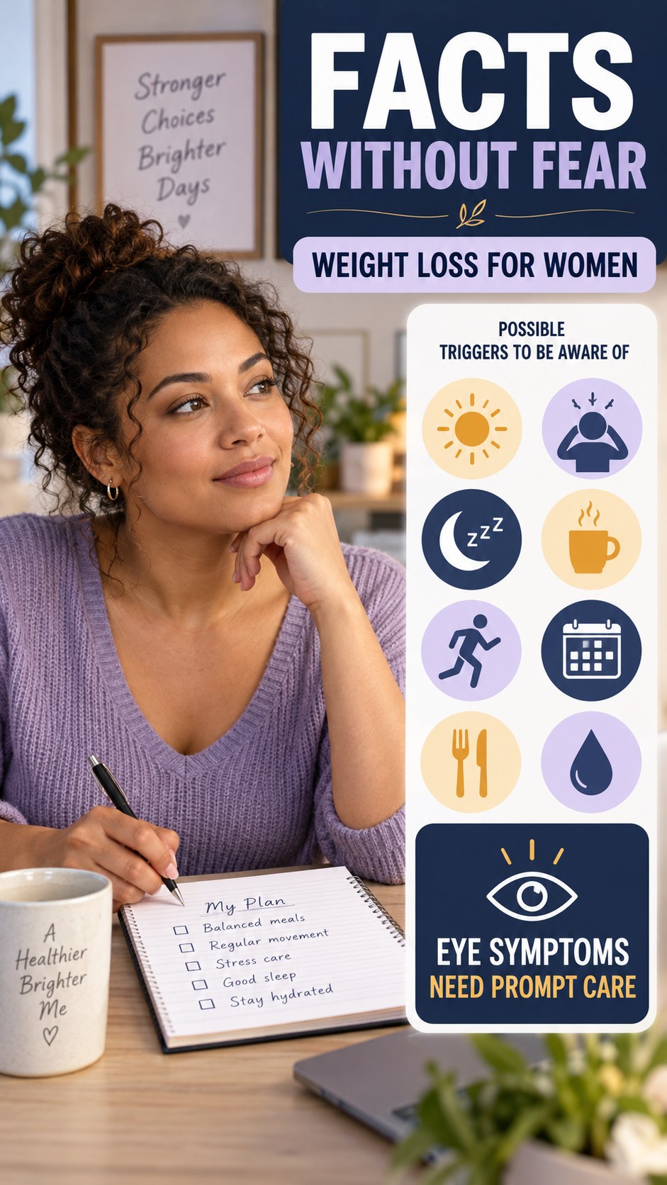 When to Seek Care infographic for Weight Loss for Women, explaining that possible cold-sore triggers vary by person.