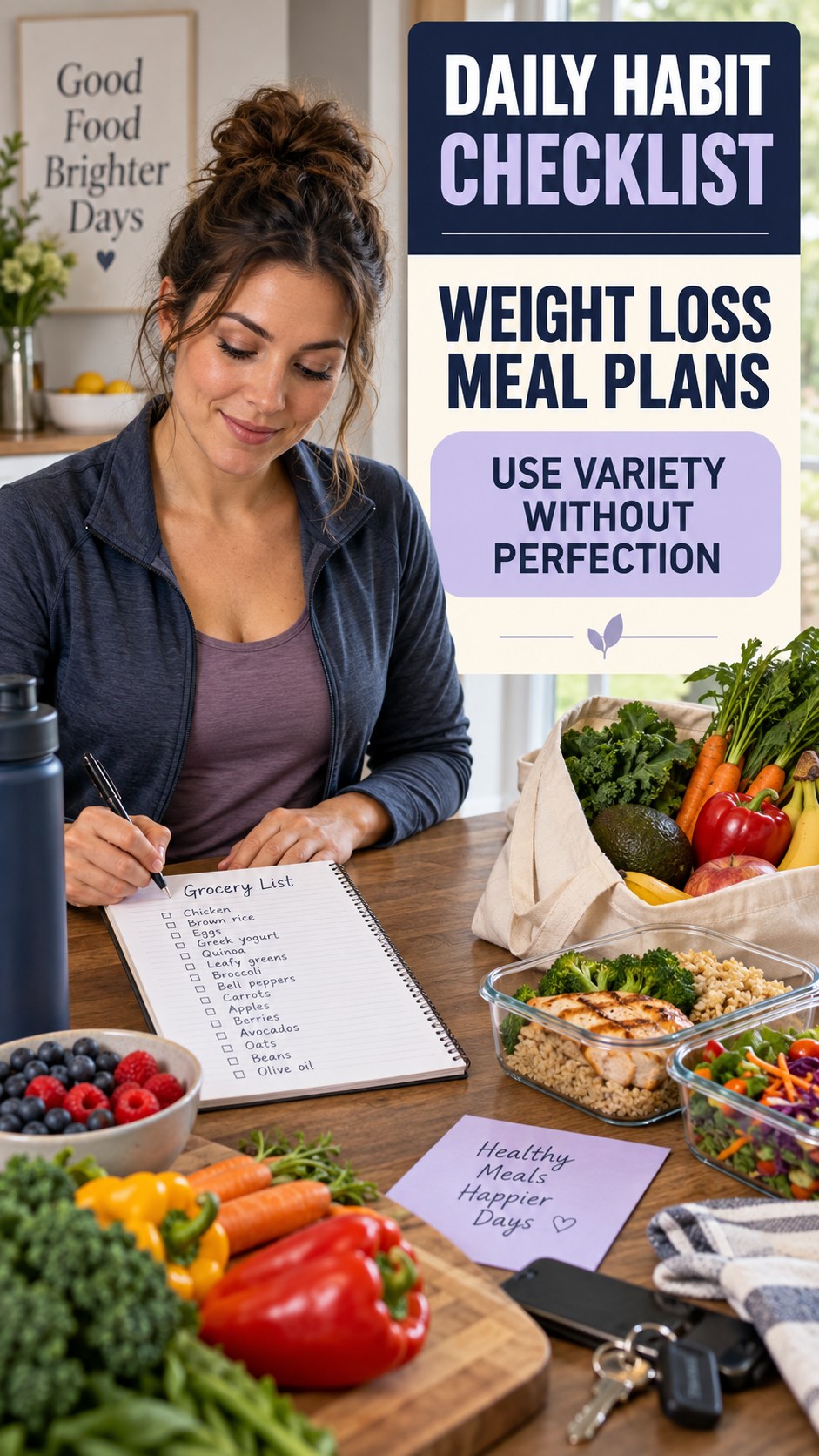 Food Variety Routine infographic for Weight Loss Meal Plans, showing practical metabolism-support habits for an active lifestyle.